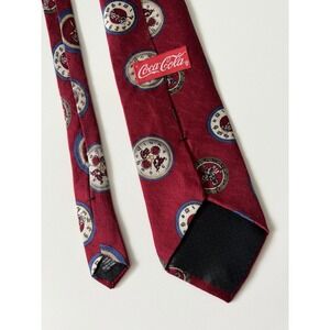 Vintage Coca Cola Wavy Clocks Woven 100% Silk Tie Necktie Made in USA Short 56"